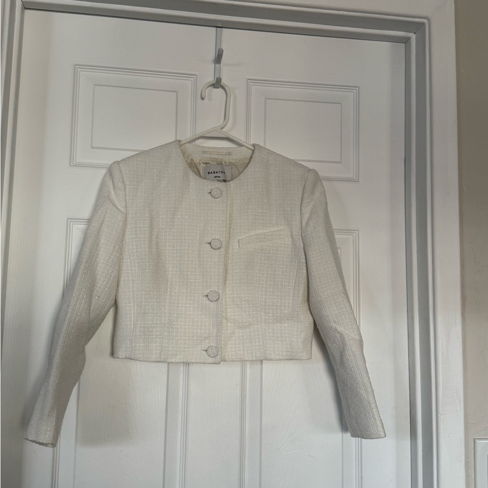 Babaton Women's Cream Cropped Blazer